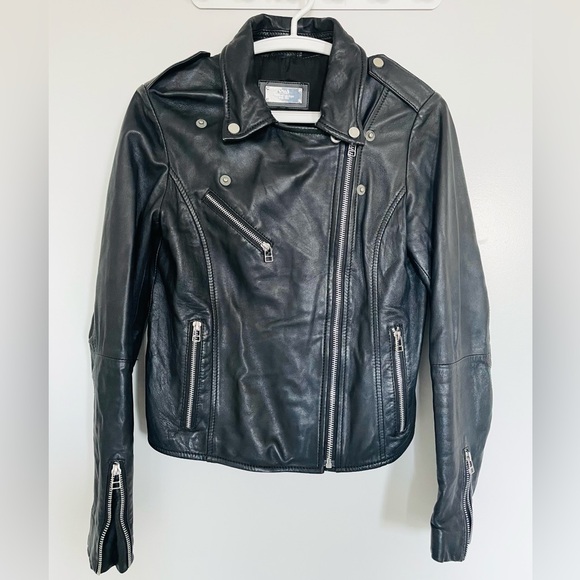 MANGO women's genuine leather biker jacket